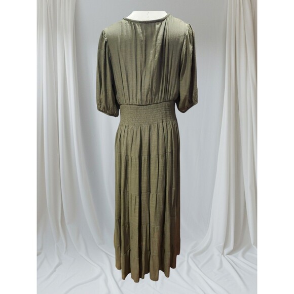 J Gee Dress Womens PXL Olive Green Tiered Ruffle Peasant Cottage Boho - Picture 2 of 12